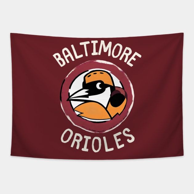 Baltimore Orioles Bird Baseball Team with Orchard Orioles Tapestry by DaysuCollege