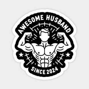 Awesome husband since 2024 proud wife married couple Magnet