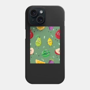 Funny Fruits - Green Background Phone Case