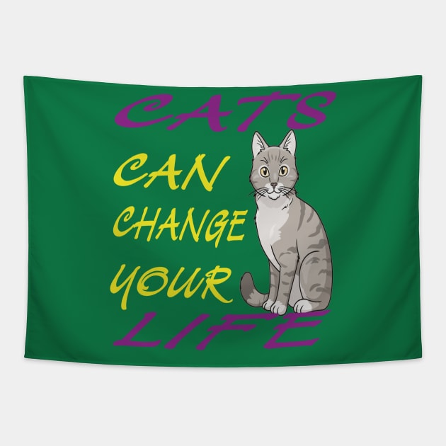 cat can change your life-v2 Tapestry by FilaliShop