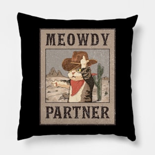 Meowdy partner | cowboy cat | funny cat Pillow