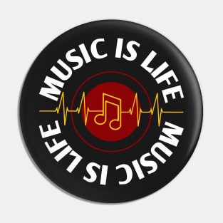 Music Is Life - Music Heartbeat Line - Music Quotes - Music Pin