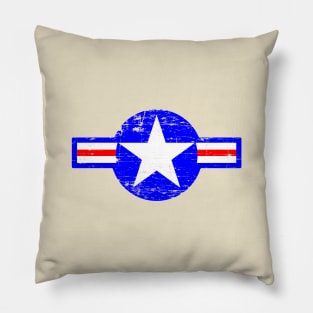 Vintage US Air force star roundel distressed Pillow