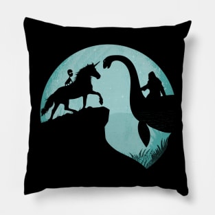 Bigfoot Riding Loch Ness Monster Unicorn Alien Pillow