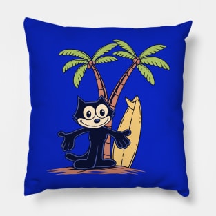 Felix surfing on summer vacation Pillow