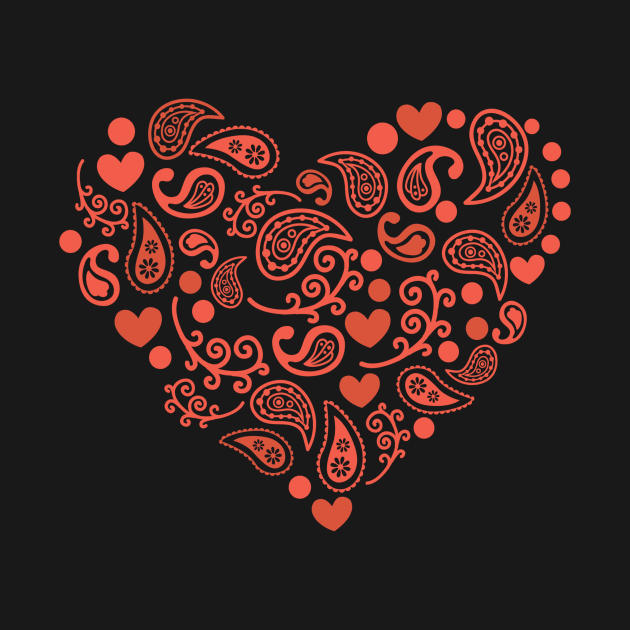 Paisley Heart - Valentine's Day T-shirt and Apparel by TeeBunny17