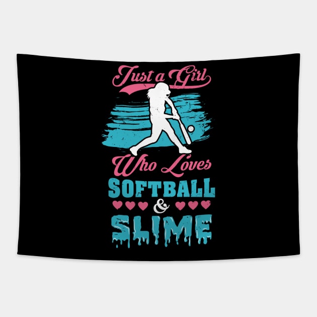 Softball And Slime Girls Sport Gift Tapestry by Dolde08