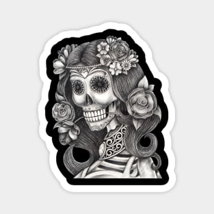 Female skeleton in love. Magnet