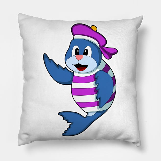 Seal as Sailor with Hat Pillow by Markus Schnabel