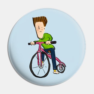 Cool Looking Boy Riding Bicycle Pin