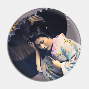 Oriental girl with umbrella beautiful Japanese girl Pin