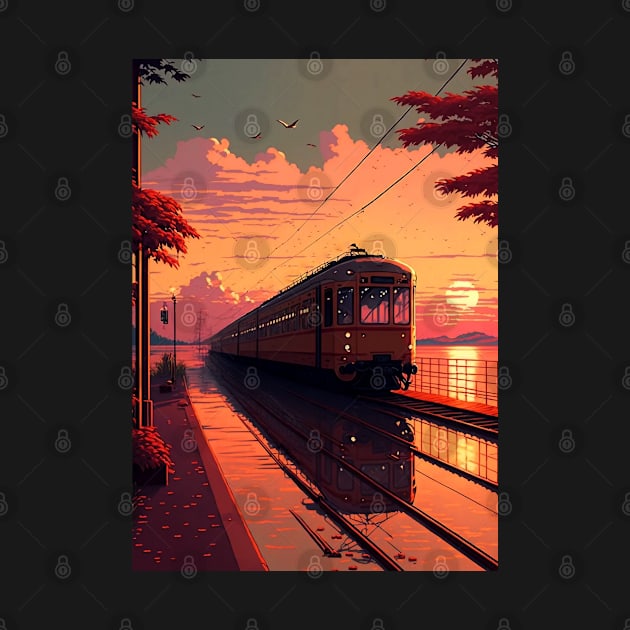 Retro Anime Style Old Japanese Train by KaPrints