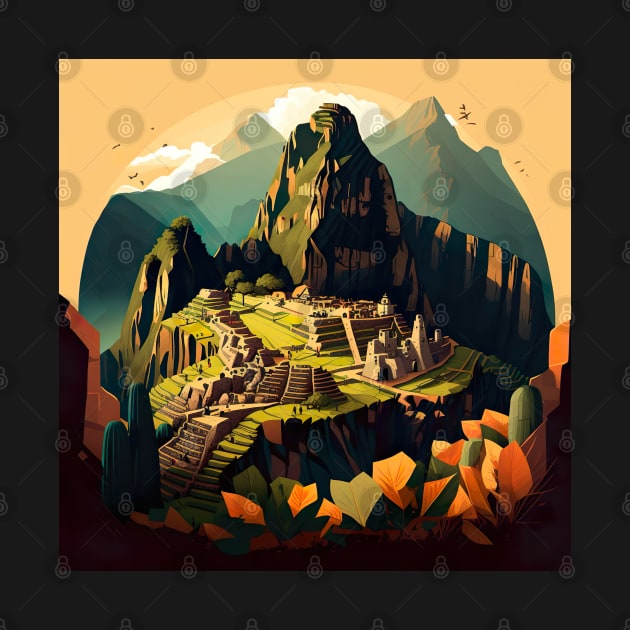 Machu Picchu Peru Illustration Drawing by unrealartwork