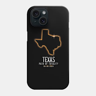 Map Of Texas Path Of Totality 4.8.24 Total Solar Eclipse Phone Case