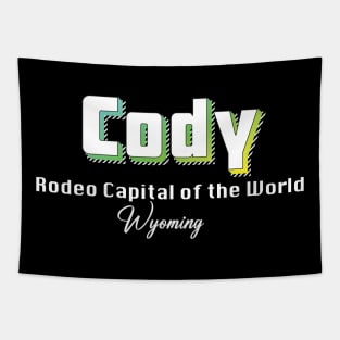 Cody Wyoming Yellow Text Tapestry