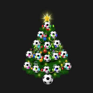 Soccer Balls Christmas Tree lights Xmas Gift Holiday T-Shirt