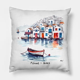 Mykonos Greece Graphic Tee | Little Venice Pillow