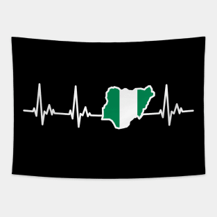 Nigerian Flag Heartline Nigeria Tapestry