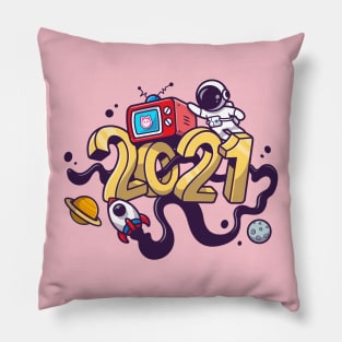 Cute Astronaut In 2021 New Year Space Cartoon Pillow