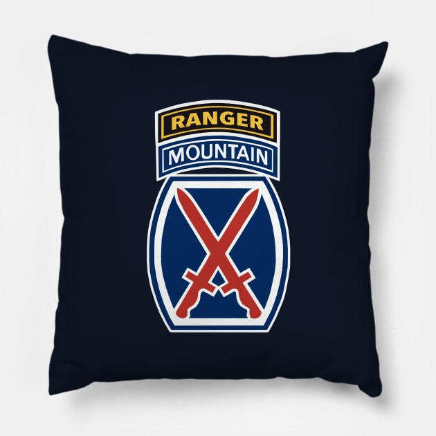 10th Mountain Division Ranger Tab Pillow by Trent Tides