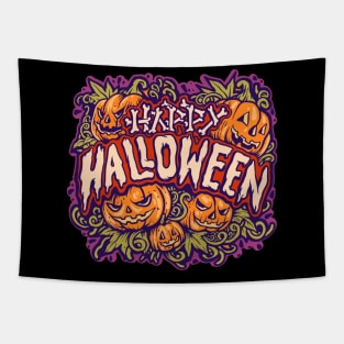 jack o lantern halloween illustration Tapestry