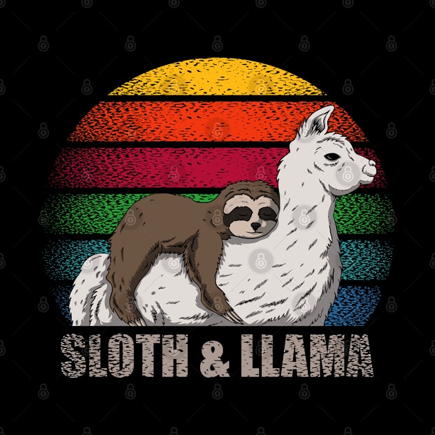 Sloth & Llama Retro Sunset by puffstuff