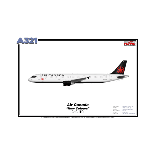 Airbus A321 - Air Canada "New Colours" (Art Print) by TheArtofFlying