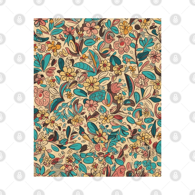 Floral Pattern Colorful Cartoon: Whimsical Flower Magnet by FLRW