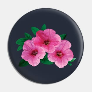 Petunias - Three Pink Petunias Pin