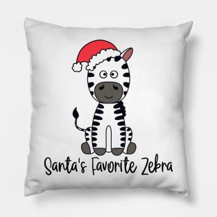 Santa's Favorite Zebra Wearing A Santa Hat Pillow