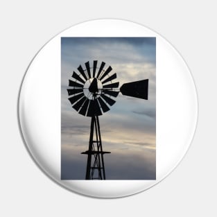 Kansas Windmill Silhouette with Sky Pin