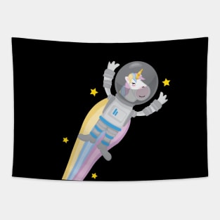 Space Unicorn Flying in the Galaxy of Stars in s Spacesuit. Funny cute design Tapestry