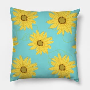 Hand Drawn Daisy Pattern Pillow