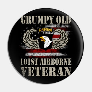 Grumpy Old 101st Airborne Division Veteran T Shirt Mens Pin