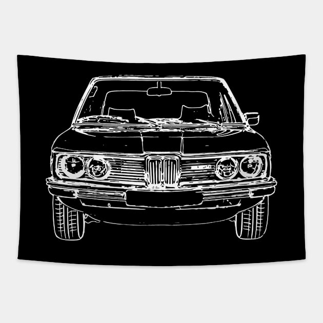 White E12 Car Sketch Art Tapestry by DemangDesign