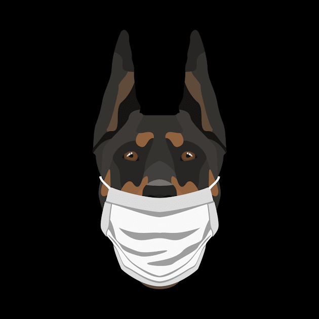 Illustration dog doberman with respirator by GreenOptix