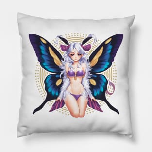 Moth Girl anime, cute giant monster kawaii anime tee Pillow