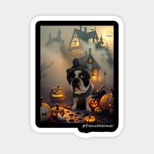 Halloween Frenchie in a spooky scene Magnet