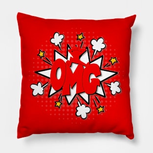 OMG!! Comic Bubble Red Pillow