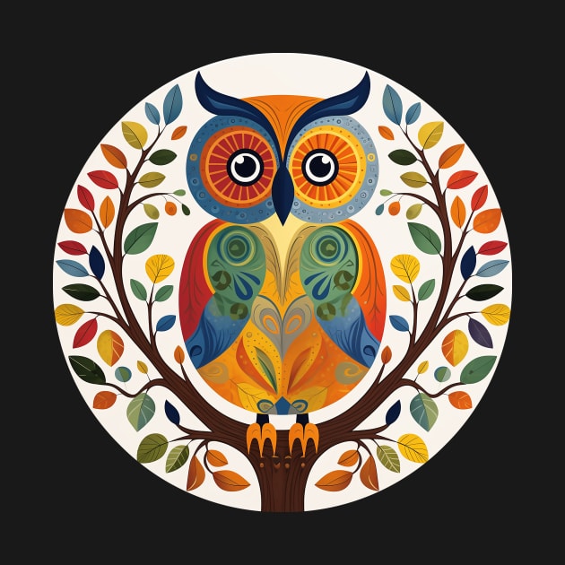 Folksy Owl in a Tree by DavidLoblaw