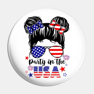 American Flag Party In USA 4th July Patriotic Kid Women Girl Pin