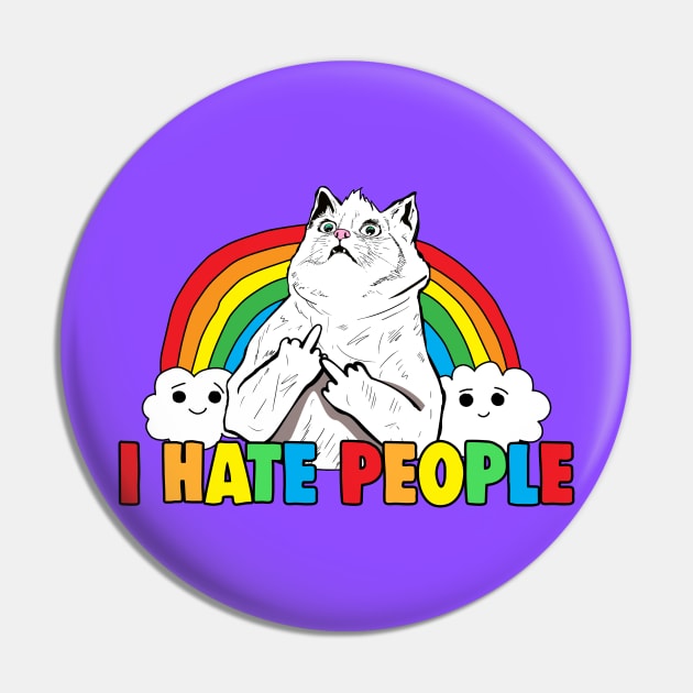 Fluff Off Rainbow Cat Hates People Pin by Barnyardy