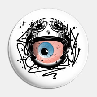 Monster Eye with Helmet Graffiti Style Pin