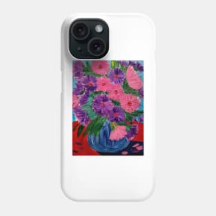 A beautiful lovely boutique of abstract vibrant colorful  flowers in a tall glass vase Phone Case