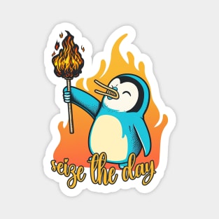 Seize The Day | Funny Penguin Quote | Carpe Diem Magnet