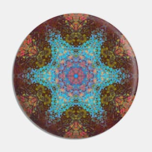 Digital Mandala Blue Red and Green Pin