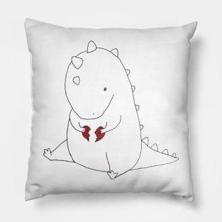 hand drawing «A sad little dinosaur with a broken heart» Pillow