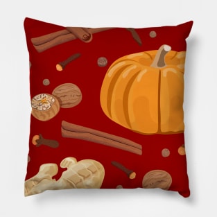 Fall pumpkin cinnamon Pattern Design Pillow