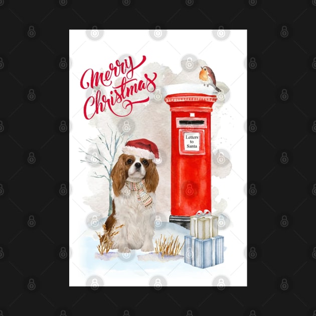 Cavalier King Charles Spaniel Merry Christmas Santa Dog by Puppy Eyes