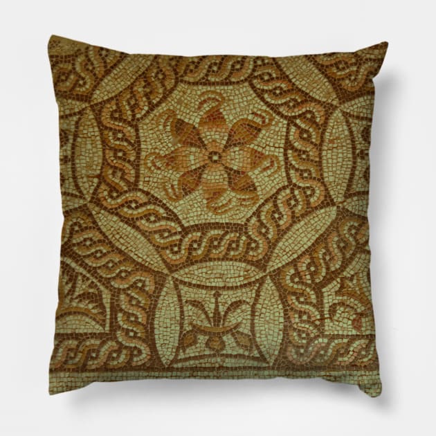 Ancient Roman mosaic flooring Pillow by stevepaint